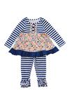Navy stripe and floral Ruffle set