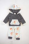 Mint floral stripe baby hoodie set